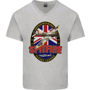 Supermarine Spitfire Flying Legend Mens V-Neck Cotton T-Shirt Sports Grey