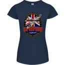Supermarine Spitfire Flying Legend Womens Petite Cut T-Shirt Navy Blue