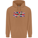 Supermarine Spitfire with the Union Jack Mens 80% Cotton Hoodie Caramel Latte