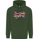 Supermarine Spitfire with the Union Jack Mens 80% Cotton Hoodie Forest Green