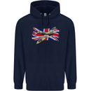 Supermarine Spitfire with the Union Jack Mens 80% Cotton Hoodie Navy Blue