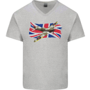 Supermarine Spitfire with the Union Jack Mens V-Neck Cotton T-Shirt Sports Grey