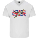 Supermarine Spitfire with the Union Jack Mens V-Neck Cotton T-Shirt White