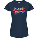 Supermarine Spitfire with the Union Jack Womens Petite Cut T-Shirt Navy Blue