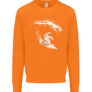 Surfing Spaceman Astornaut Surfer Surf Mens Sweatshirt Jumper Orange