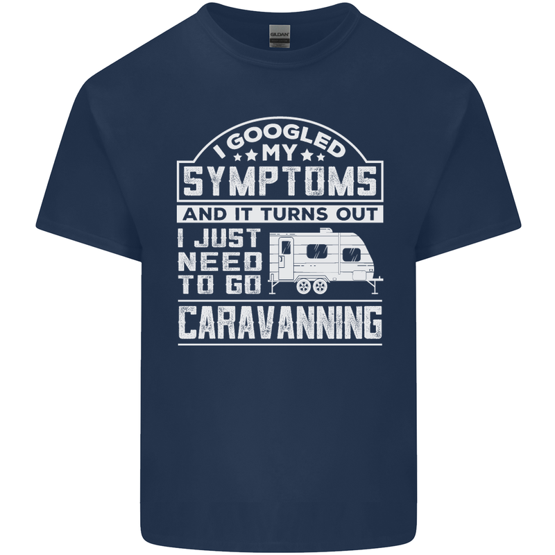 Symptoms Go Caravanning Caravan Funny Mens Cotton T-Shirt Tee Top Navy Blue