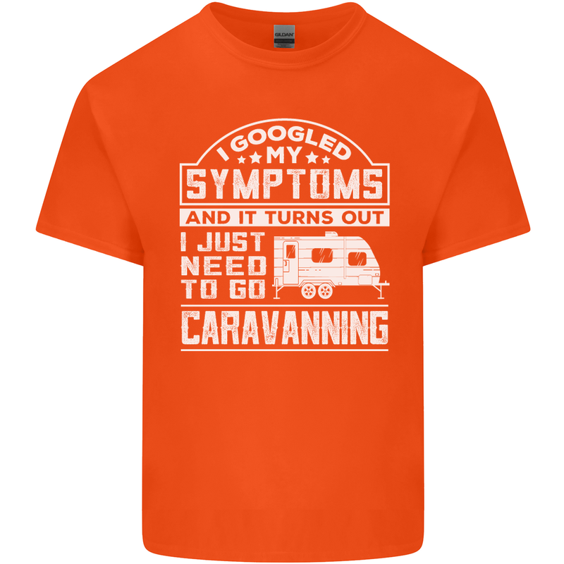 Symptoms Go Caravanning Caravan Funny Mens Cotton T-Shirt Tee Top Orange