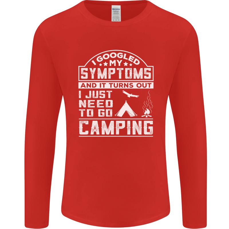 Symptoms I Just Need to Go Camping Funny Mens Long Sleeve T-Shirt Red