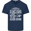 Symptoms Just Need to Go Scuba Diving Mens V-Neck Cotton T-Shirt Navy Blue