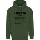 Synonym Funny Definition Slogan Mens 80% Cotton Hoodie Forest Green