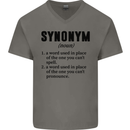 Synonym Funny Definition Slogan Mens V-Neck Cotton T-Shirt Charcoal