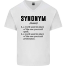 Synonym Funny Definition Slogan Mens V-Neck Cotton T-Shirt White