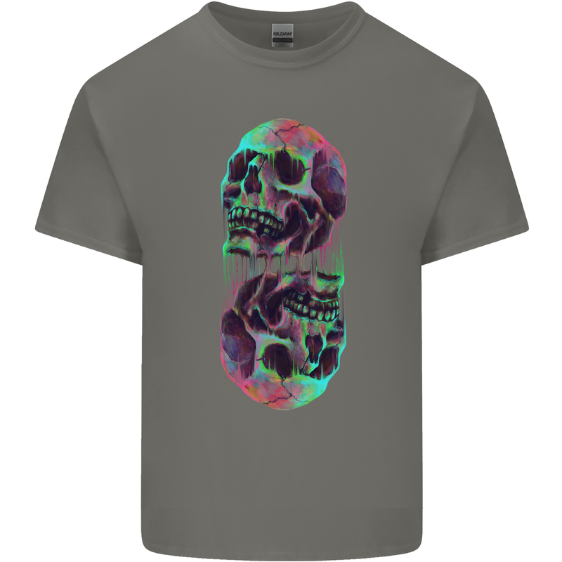 Synthesize Skulls Mens Cotton T-Shirt Tee Top Charcoal