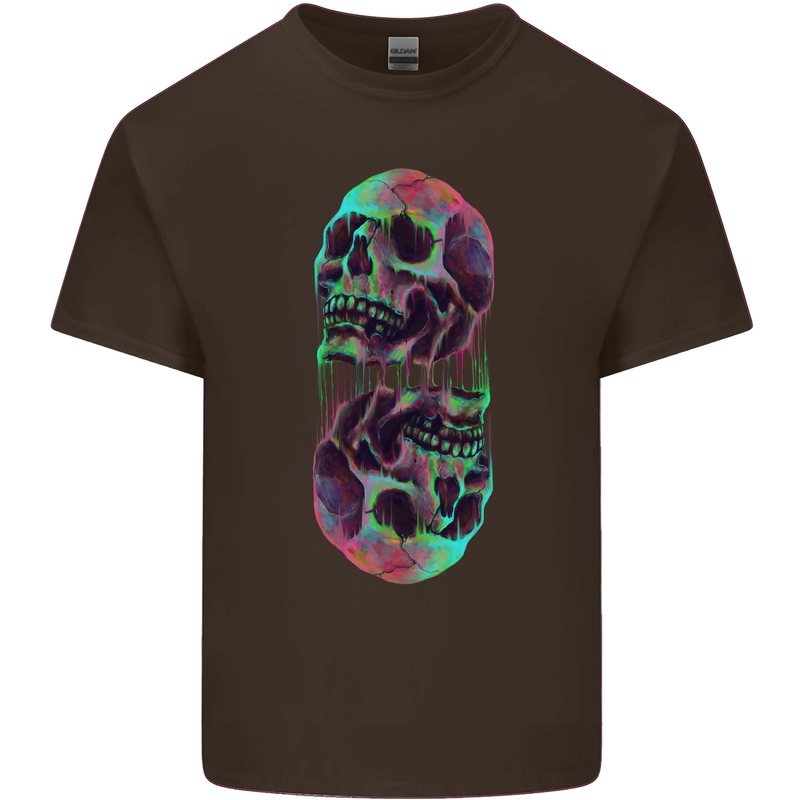 Synthesize Skulls Mens Cotton T-Shirt Tee Top Dark Chocolate