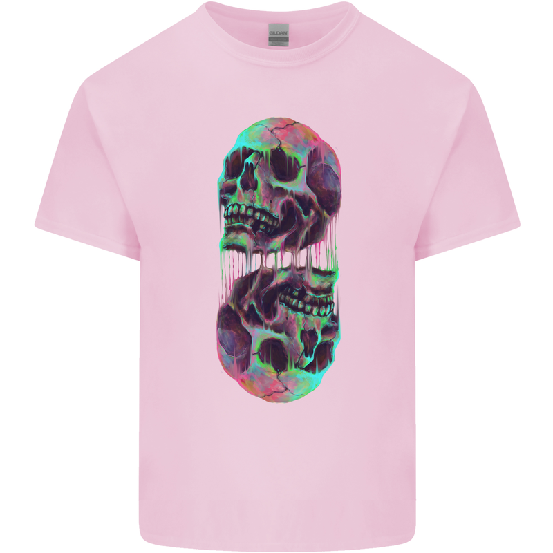 Synthesize Skulls Mens Cotton T-Shirt Tee Top Light Pink