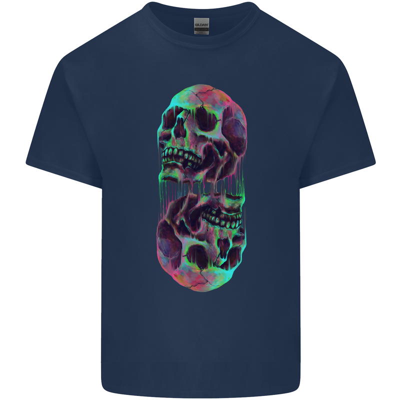 Synthesize Skulls Mens Cotton T-Shirt Tee Top Navy Blue