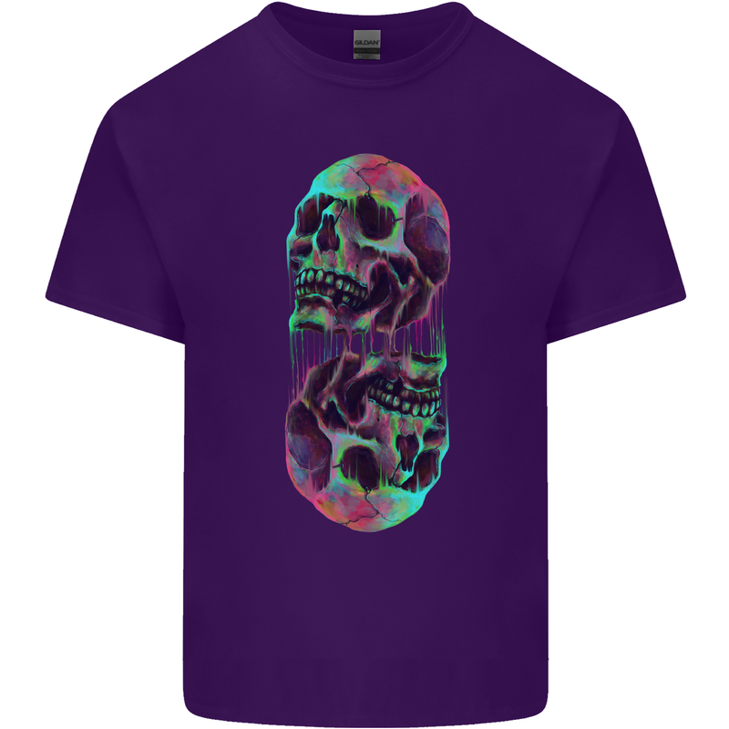 Synthesize Skulls Mens Cotton T-Shirt Tee Top Purple