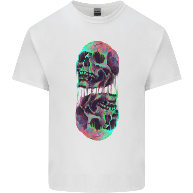 Synthesize Skulls Mens Cotton T-Shirt Tee Top White