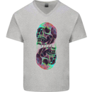 Synthesize Skulls Mens V-Neck Cotton T-Shirt Sports Grey