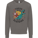 T-Rex Cooler than Sleighs Funny Christmas Mens Sweatshirt Jumper Charcoal