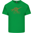 T-Rex Dinosaure Riding a Bicycle Cycling Mens Cotton T-Shirt Tee Top Irish Green