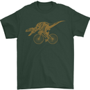 T-Rex Dinosaure Riding a Bicycle Cycling Mens T-Shirt Cotton Gildan Forest Green