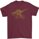 T-Rex Dinosaure Riding a Bicycle Cycling Mens T-Shirt Cotton Gildan Maroon