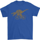 T-Rex Dinosaure Riding a Bicycle Cycling Mens T-Shirt Cotton Gildan Royal Blue