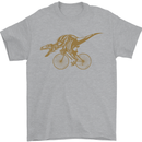 T-Rex Dinosaure Riding a Bicycle Cycling Mens T-Shirt Cotton Gildan Sports Grey