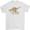 T-Rex Dinosaure Riding a Bicycle Cycling Mens T-Shirt Cotton Gildan White