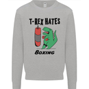 T-Rex Hates Boxing Funny Boxer MMA Sport Mens Sweatshirt Jumper Sports Grey