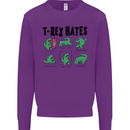 T-Rex Hates Funny Dinosaurs Jurassic Gym Kids Sweatshirt Jumper Purple