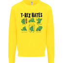 T-Rex Hates Funny Dinosaurs Jurassic Gym Kids Sweatshirt Jumper Yellow