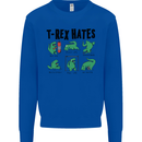 T-Rex Hates Funny Dinosaurs Jurassic Gym Mens Sweatshirt Jumper Royal Blue