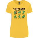 T-Rex Hates Funny Dinosaurs Jurassic Gym Womens Wider Cut T-Shirt Yellow