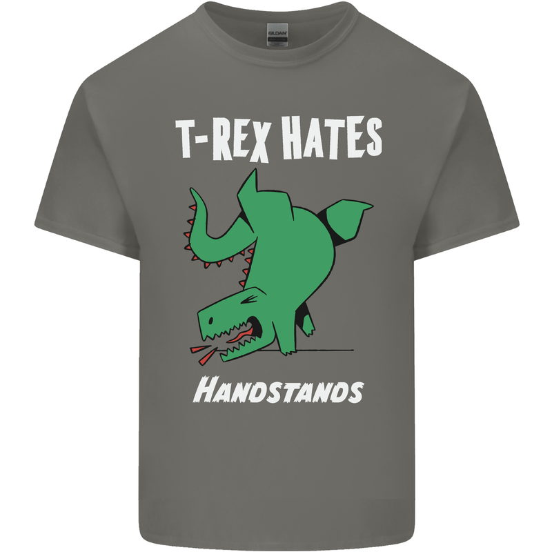 T-Rex Hates Handstands Gymnastics Dinosaur Mens Cotton T-Shirt Tee Top Charcoal