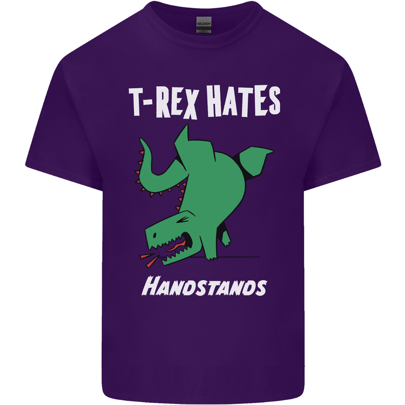 T-Rex Hates Handstands Gymnastics Dinosaur Mens Cotton T-Shirt Tee Top Purple