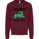 T-Rex Hates Push Ups Funny Gym Dinosaurs Kids Sweatshirt Jumper Maroon