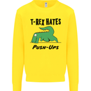 T-Rex Hates Push Ups Funny Gym Dinosaurs Kids Sweatshirt Jumper Yellow
