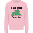 T-Rex Hates Push Ups Funny Gym Dinosaurs Mens Sweatshirt Jumper Light Pink
