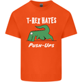 T-Rex Hates Push Ups Gym Funny Dinosaurs Mens Cotton T-Shirt Tee Top Orange
