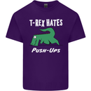 T-Rex Hates Push Ups Gym Funny Dinosaurs Mens Cotton T-Shirt Tee Top Purple