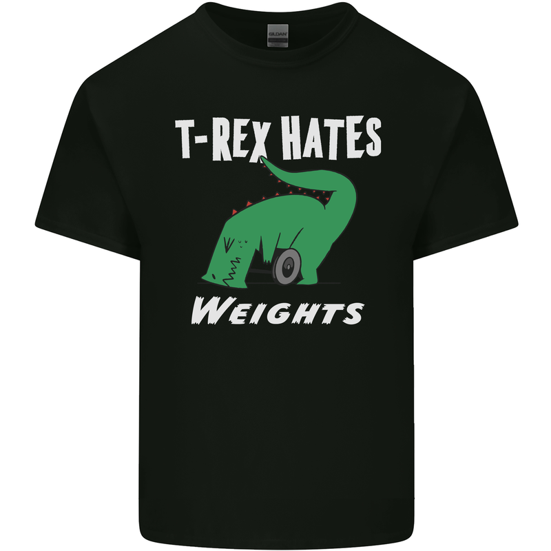 T-Rex Hates Weights Funny Gym Training Top Mens Cotton T-Shirt Tee Top Black