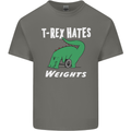 T-Rex Hates Weights Funny Gym Training Top Mens Cotton T-Shirt Tee Top Charcoal