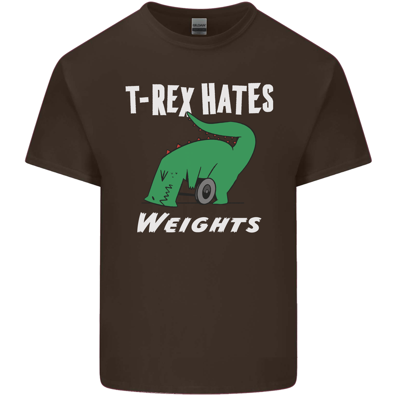 T-Rex Hates Weights Funny Gym Training Top Mens Cotton T-Shirt Tee Top Dark Chocolate