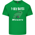 T-Rex Hates Weights Funny Gym Training Top Mens Cotton T-Shirt Tee Top Irish Green