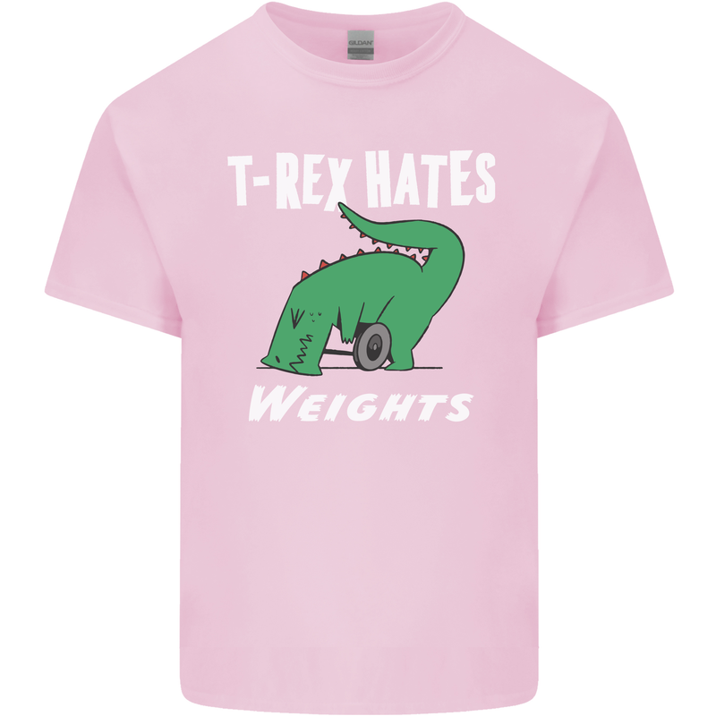T-Rex Hates Weights Funny Gym Training Top Mens Cotton T-Shirt Tee Top Light Pink