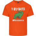 T-Rex Hates Weights Funny Gym Training Top Mens Cotton T-Shirt Tee Top Orange