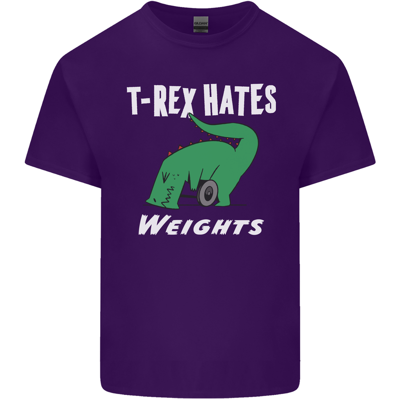 T-Rex Hates Weights Funny Gym Training Top Mens Cotton T-Shirt Tee Top Purple