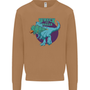 T-Rex Ruining Christmas Wreck the Halls Mens Sweatshirt Jumper Caramel Latte